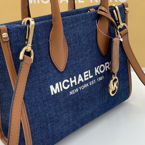 MICHAEL KORS MIRELLA SMALL SHOPPER TOP ZIP XBODY INDIGO COLOR - Picture 4 of 16